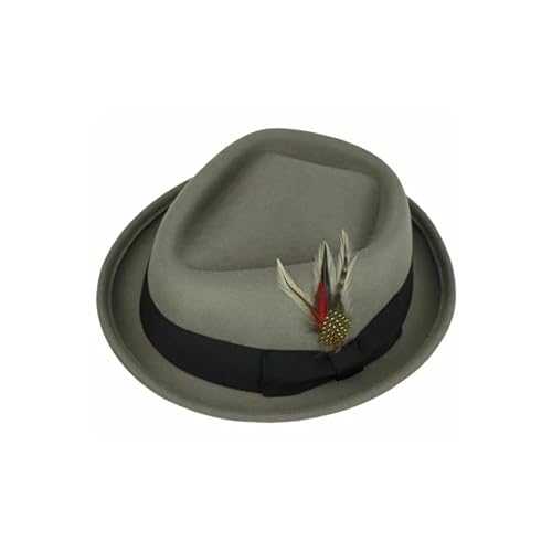 Xposed Mens 100% Wool Felt Pork Pie Hat Diamond Shape Crown Retro 1920s Crushable Trilby[DC-310,M,Brown]
