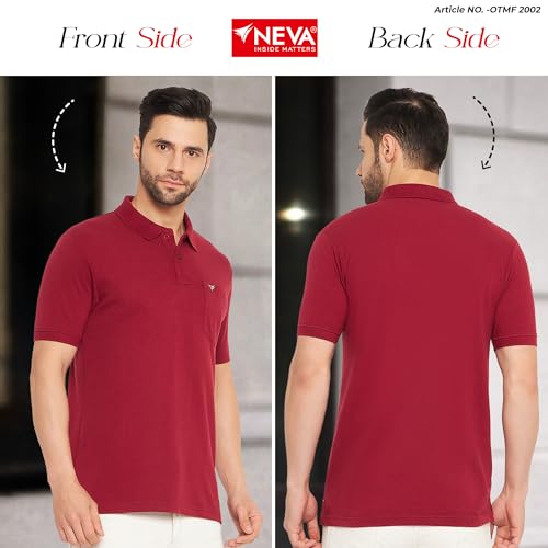Image of NEVA Men's Regular Fit Half Sleeve Polo Neck T-Shirt with Chest Pocket