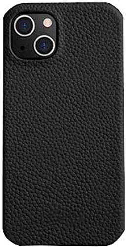 Coque Apple iPhone 14 Plus cuir Lychee antichoc doublure floquée respirante Svart