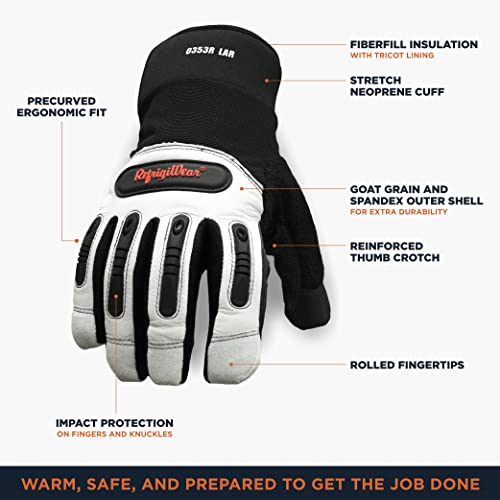 Refrigiwear Fiberfill Insulated Tricot Lined Ergo Goatskin Leather Gloves (White, Large) #TOP2