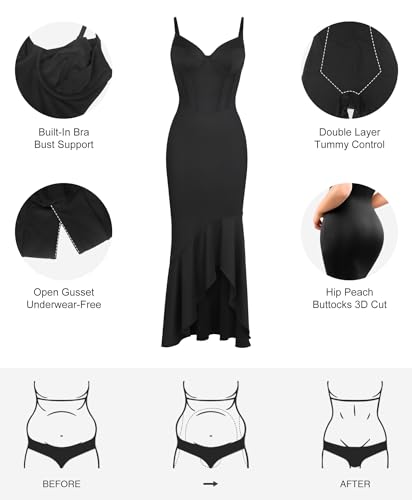 Popilush Corset Dress Built in Shapewear - Formal Dress for Women Deep V Neck Maxi Slip Bridesmaid Dresses for Wedding4