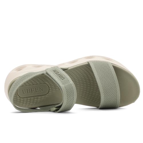 Image of UBFEN Womens Comfortable Walking Sandals with Cushioned Sole | Non-Slip Rocker Bottom, Arch Support, Adjustable Straps, Lightweight Water Sport Platform Summer