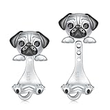 Animal Earrings for Womens 925 Sterling Silver Axolotl/Frog/Highland Cow/Snake Crawler Stud Earrings 3D Earrings Stuff Hypoallergenic (Pug dog)