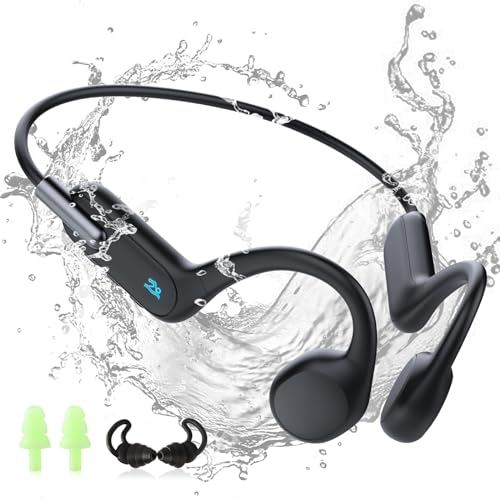 HIFI WALKER Bone Conduction Headphones, IPX8 Waterproof MP3 Swimming Headphones Underwater Music Player Built-in 32G Memory, Open-Ear Wireless Bluetooth 5.3 Earbuds for Running, Cycling, Swimming