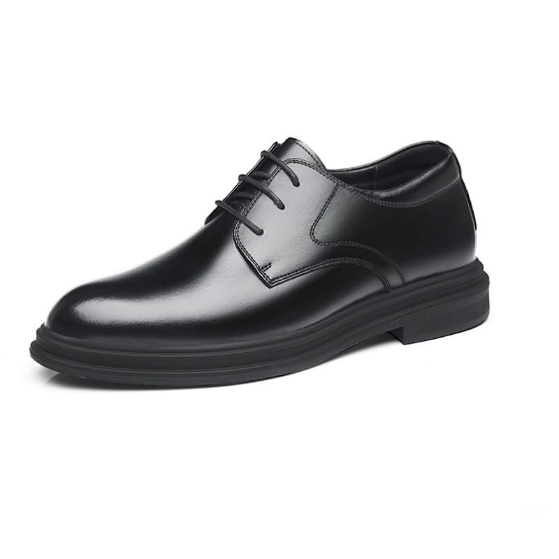 Battle Men Men's Perforated Invisible Height Increasing Elevator Shoes, Lightweight Breathable Dress Oxford Lace-Up-2.4 Inches Taller