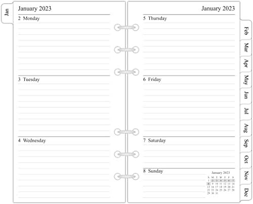 2023 Weekly & Monthly Planner Refill, 3-3/4" x 6-3/4", January 2023 - Dec 2023, Personal/Compact/Size 3