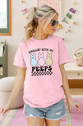 Image of LAZYCHILD Women Easter Teacher Shirts: Funny Treat All with Kindness T-Shirt Bunny Rabbit Tee Tops