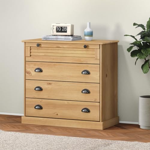 ShCuShan Vigo - Cómoda de madera maciza de pino, 80 x 40 x 76 cm, cómoda de madera, mueble cajonera ahorra espacio para dormitorio o salón