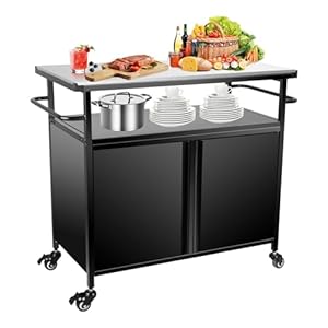 Karpevta Outdoor Grill Cart with Storage,Outdoor Prep Table for Grill Stainless Steel Grill Cart with Wheels and Handle for BBQ,Patio,Backyard Karpevta Outdoor Grill Cart with StorageOutdoor Prep Table for Grill Stainless Steel Grill Cart with Wheels and Handle for BBQPatioBackyard