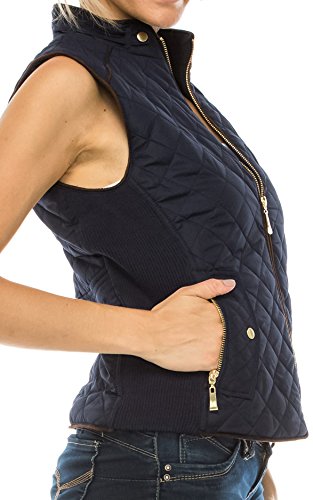 Active USA Quilted Padding Vest with Suede Piping Details Sizes from S to 3XL (Dark Navy-Large)