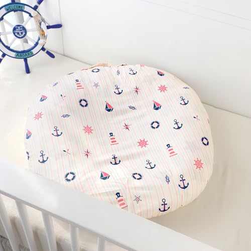 Image of DILIMI Newborn Lounger Cover, Ultra Soft Comfortable Lounger Slipcover Removable Cover for Infant Lounger Pillow, Navigation Anchor (Lounger Pillow Not Included)