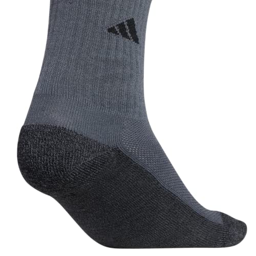 Adidas Kids-Boy's/Girl's Cushioned Angle Stripe Crew Socks (6-Pair), Onix Grey/Pulse Blue/Vivid Red, Large #TOP4