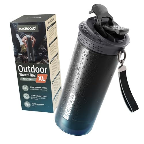 Bachgold Water Filter Camping [800 ml]- XL Portable Water Filter Hiking & Backpacking – Water Purification Bottle Clean Water in Seconds for Outdoor & Survival Adventures