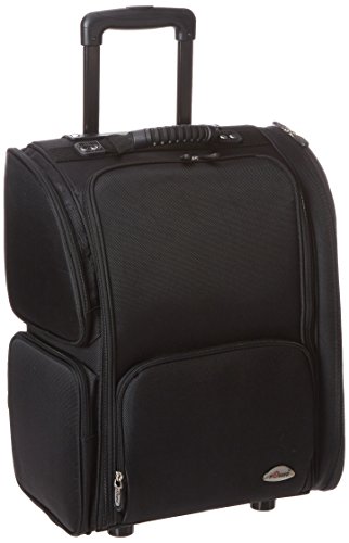 Craft Accents Soft-Sided Professional Rolling Makeup Case, All Black, 176 Ounce
