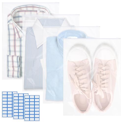 Kssvzz 32 Stück Zip Beutel Wiederverwendbar - 40 x 30 cm Groß Zipper Beutel Wasserdicht, Gefrostet Zip Tüten Bag Plastikbeutel Aufbewahrungsbeutel für Kleidung Reise Unterwäsche Handtuch Schuhe