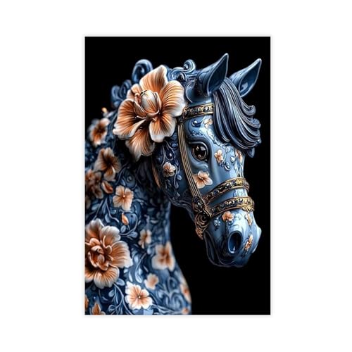 Toile cheval florale de 50x76 cm à offrir pour un anniversaire