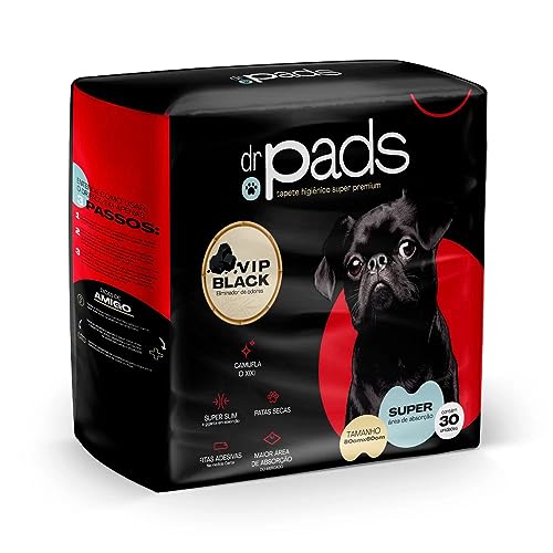 Tapete Higiênico Para Cães Black Dr Pads 80x60 30 unidades
