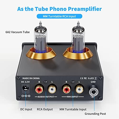 Fosi Audio BOX X2 Przedwzmacniacz gramofonowy do przedwzmacniacza gramofonowego Przedwzmacniacz gramofonowy MM z przekładnią wzmacniającą Mini przedwzmacniacz Hi-Fi do gramofonu z zasilaczem DC 12V