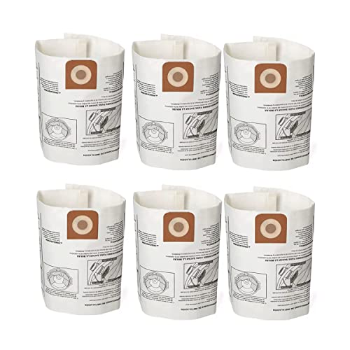 Pack 6 Vacuum Bags For Craftsman 16 to 20 gallon Shop Vac and Ridgid 16 Gal Shopvac Dust Collection Bags CMXZVBE38749 Replacement Parts Accessories Kit
