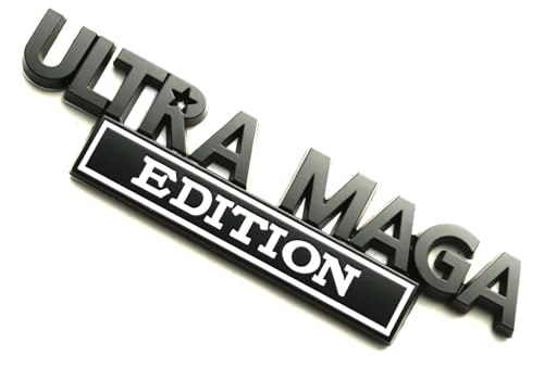 Image of 2Pcs Ultra MAGA Edition Emblems 3D Raised Car Decals, Classic Personality Labels Car Badges with Strong Adhesive, Exterior Auto Body Decor Embossed Stickers Logo for Car Truck SUV RV (Black White)