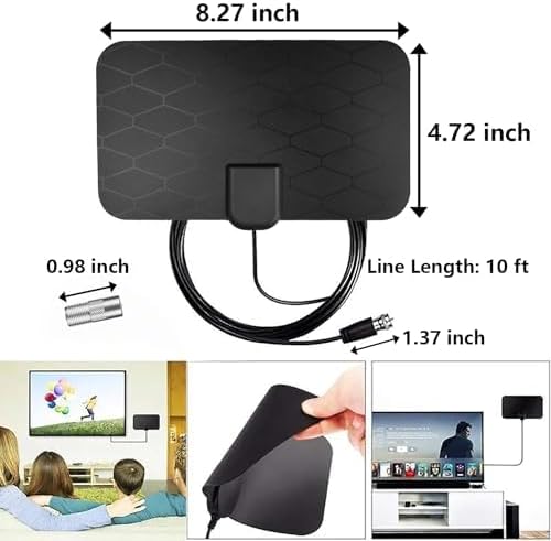 Portable Antenna TV, Digital Television Antenna for Smart/Old,Local Channels,Support 4K 1080P,Amplifier Signal-Booster,10ft Coaxial Cable, HD TV Antenna Indoor thumbnail