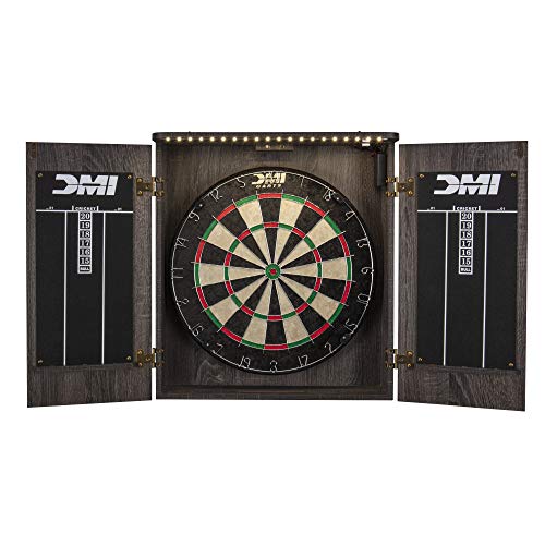 Dmi Sports Paris Lighted Set Dartboard Cabinet-Bristle, Rustic Grey #TOP7