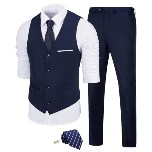 Men's Suit Slim Fit 2 Pieces Suits Set Grooms Tuxedos Business Wedding Prom Party Suit Vest and Pants