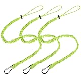 LEIFIDE 3 Pcs Tool Lanyard with Aluminum Screw Lock Buckle Retractable Bungee Cord 17.6lb 8kg Tough Adjustable Tether Tool Harness Fall Protection Tether for Construction(Green)