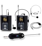 W IN-MIX UHF Wireless Microphone System, Portable Cordless Microphone Set with Headset, Lavalier,...
