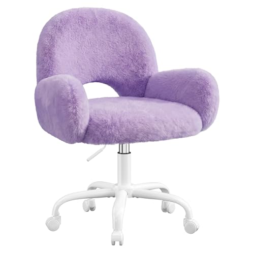 Homkdom Vanity Chair with Round Hollow Back & Arms Height Adjustable