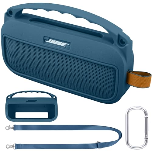 co2CREA Housse en Silicone Compatible Speaker Case pour Bose SoundLink Flex 2nd Gen Enceinte,Protection en Silicone+Comprendre Mousqueton à Crochet...