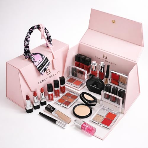Luxury Makeup Set Elegant Pink Handbag with Lipstick Eye Shadow Powder Concealer Lip Liner & Gloss Perfect Womens Gift