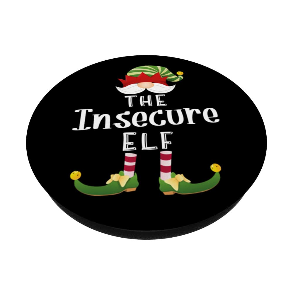 Insecure Elf Group Christmas Funny Pajama Party PopSockets Swappable PopGrip, Black - Image 2