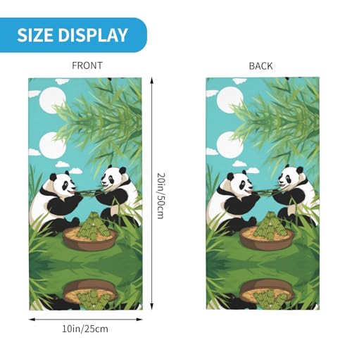 Two cute big pandas Pattern Multifunctional sports headscarf Headband, face mask, wristband2