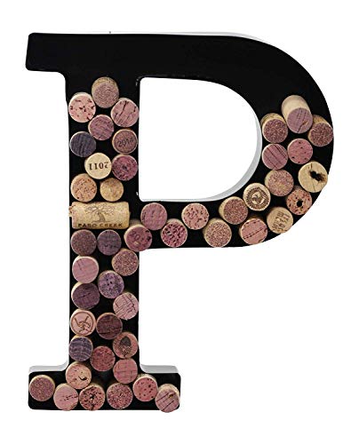 Made Easy Kit Metal Letter Wine Cork Keepsake Saver & Holder Monogram w/Free Wall Mount Kit A-Z (Letter P, Large)