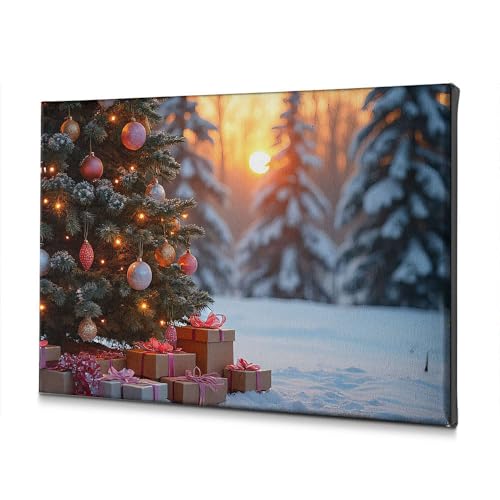 Tableau sapin de Noël 40x60 décoration murale salon et cadre cadeaux sous le sapin