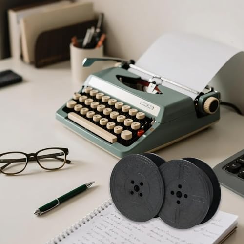 2 Stück Schwarz Schreibmaschinenband, Doppelpack Schreibmaschinenband Nylon -Typenband für Schreibmaschinen, kompatibel mit DIN 2103 und 32755 GR1, langlebiges Farbband für klare Druckergebnisse