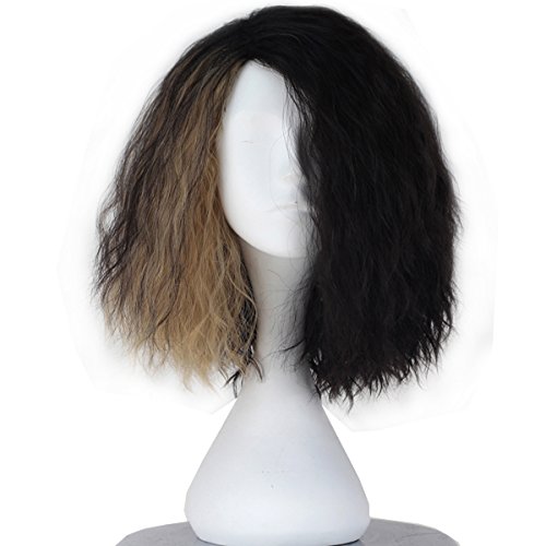 Miss U Hair Men Wrestler Wig Synthetic Short Curly Black Dark Yellow Party Cosplay Full Wig C209