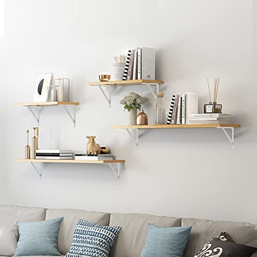 Home Master Hardware Heavy Duty Shelf Brackets 12 X 8 Inch Metal Shelves L Supports 90 Degree Triangle Wall Mount Angle Bracket For Floating Shelving With Screws, White 10-Pack #TOP5