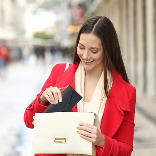 Trifold Wallet for Women, Long Slim Women’s Wallet Clutch with Heart Pendant Tassel, PU Leather Women's Wallets Card Holder, Coin Slot (Black)4