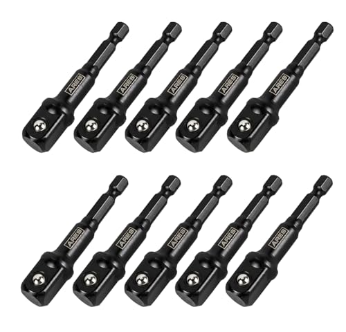 Image of ARES 70390-10-Piece 1 /2-Inch Drive 3-Inch Impact Grade Socket Adapter Set - Turns Impact Drill Drivers into High Speed Socket Drivers