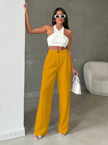 Image of Toochki Trousers for Woman Pants Women's Formal Office Korean | Black Track Pant | Straight | Cotton Spandex Stretchable Trouser | High-Waisted Bottom Wear