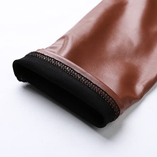 ORT Calça legging feminina de couro sintético com stretch de couro sintético, calça feminina, casual