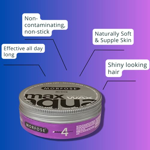 Morfose Max Aqua Hair Gel Wax With Shiny And Strong Hold, Manage Flyaways, Braids, And Curls, Professional Hair Styling For Women And Men, 5.92 Fl. Oz, (Max Aqua) #TOP5