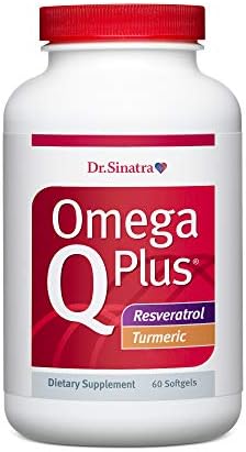 Dr. Sinatra Omega Q Plus Resveratrol Nutritional Supplement Softgels for Healthy Blood Flow and Inflammatory Response with Turmeric - Omega-3 and CoQ10, 1 Pack