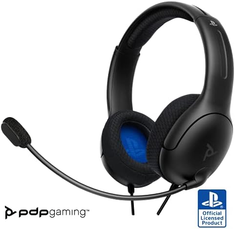PDP Gaming LVL40 Stereo Headset with Mic for PlayStation, PS4, PS5 - PC, iPad, Mac, Laptop Compatible - Noise Cancelling Microphone, Lightweight, Soft Comfort On Ear Headphones, 3.5 mm Jack - Black