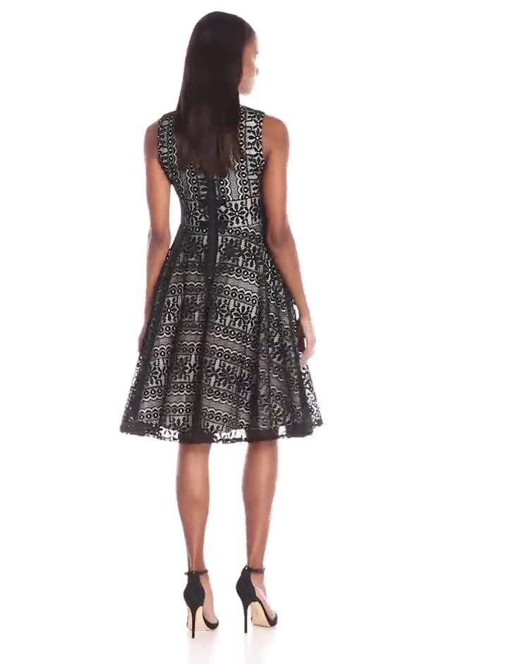 Gabby Skye Women's Sleeveless Lace Dress, Black/Ivory, 4 : Amazon.ca:  Clothing, Shoes & Accessories