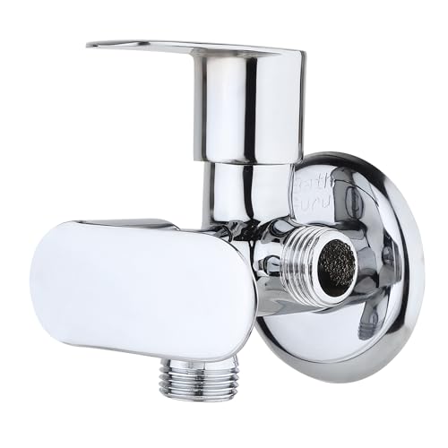 Image of 2-in-1 Angle Valve for Toilet, Bathroom, Kitchen, Brass, Chrome Plated