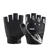 keynoyin Cycling Sports Outdoor Half-Finger Gloves, Cycling Half-Finger Fitness Gloves - Half-Finger Black and Gray