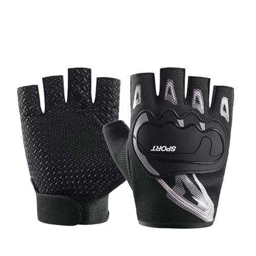 keynoyin Cycling Sports Outdoor Half-Finger Gloves, Cycling Half-Finger Fitness Gloves - Half-Finger Black and Gray